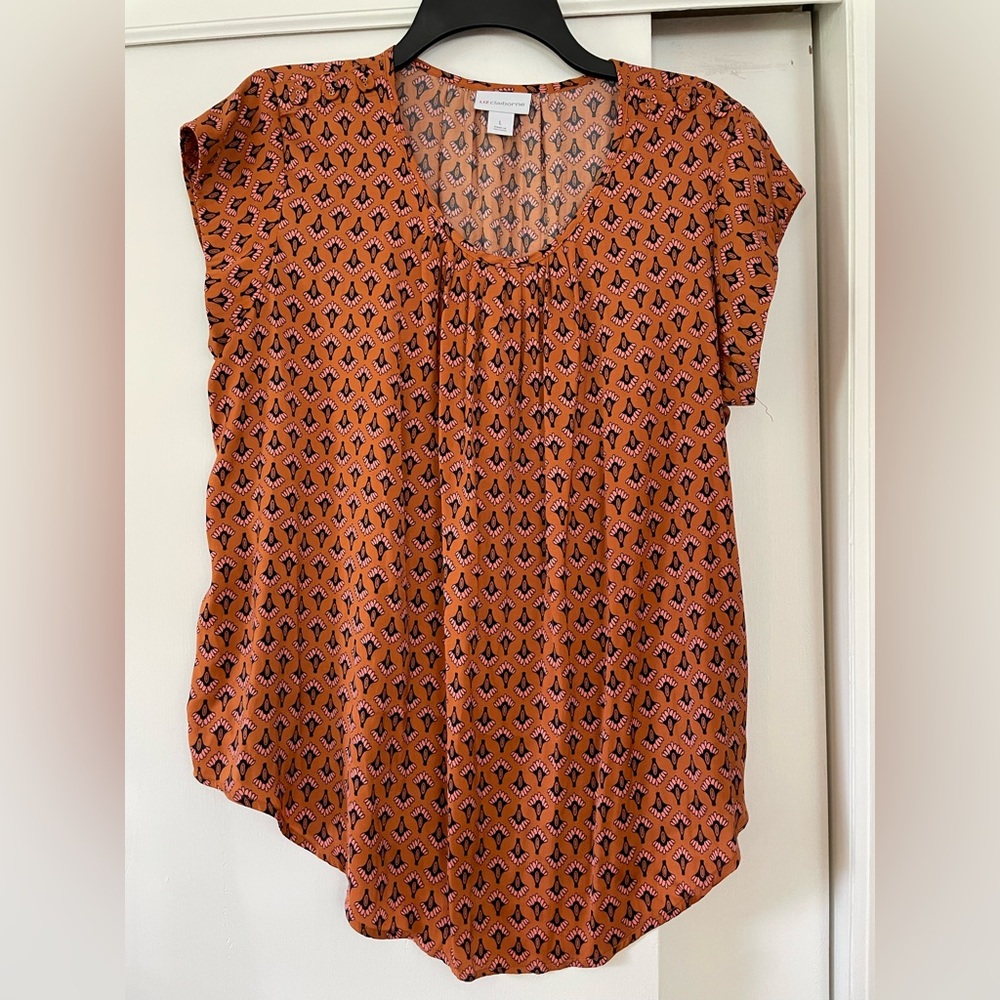 Liz Claiborne Terracotta Patterned Blouse